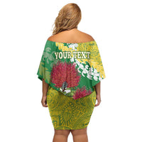 Personalized Leilehua Hawaii High School Off Shoulder Short Dress Puakenikeni Lei Hawaiian Pattern LT14 - Polynesian Pride
