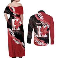 Personalized Kalani Hawaii High School Couples Matching Off Shoulder Maxi Dress and Long Sleeve Button Shirt Puakenikeni Lei Hawaiian Pattern LT14 - Polynesian Pride