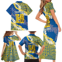 Personalized Kaiser Hawaii High School Family Matching Short Sleeve Bodycon Dress and Hawaiian Shirt Puakenikeni Lei Hawaiian Pattern LT14 - Polynesian Pride