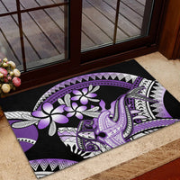 Purple Polynesian Rubber Doormat Hammerhead Shark Tattoo Royal Plumeria Gradient Vibes LT14 - Polynesian Pride