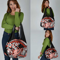 Red Polynesian Grocery Bag Hammerhead Shark Tattoo Royal Plumeria Gradient