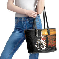 Custom New Zealand Silver Fern Rugby ANZAC Day Leather Tote Bag 2024 All Black Tiki Mascot LT14 - Polynesian Pride