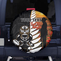 Custom New Zealand Silver Fern Rugby ANZAC Day Spare Tire Cover 2024 All Black Tiki Mascot