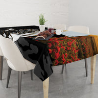 Custom New Zealand Silver Fern Rugby ANZAC Day Tablecloth 2024 All Black Tiki Mascot