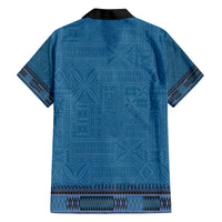 Blue African Dashiki With Fijian Tapa Pattern Family Matching Off The Shoulder Long Sleeve Dress and Hawaiian Shirt LT14 - Polynesian Pride