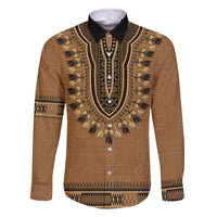 Brown African Dashiki With Fijian Tapa Pattern Family Matching Off Shoulder Short Dress and Hawaiian Shirt