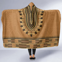 Brown African Dashiki With Fijian Tapa Pattern Hooded Blanket