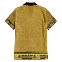 Gold African Dashiki With Fijian Tapa Pattern Family Matching Tank Maxi Dress and Hawaiian Shirt LT14 - Polynesian Pride