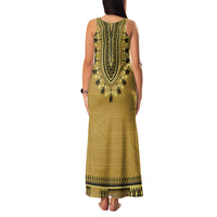Gold African Dashiki With Fijian Tapa Pattern Family Matching Tank Maxi Dress and Hawaiian Shirt LT14 - Polynesian Pride