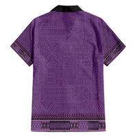Purple African Dashiki With Fijian Tapa Pattern Family Matching Off The Shoulder Long Sleeve Dress and Hawaiian Shirt LT14 - Polynesian Pride