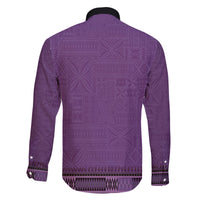 Purple African Dashiki With Fijian Tapa Pattern Family Matching Off The Shoulder Long Sleeve Dress and Hawaiian Shirt LT14 - Polynesian Pride