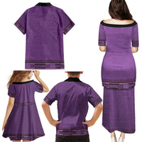 Purple African Dashiki With Fijian Tapa Pattern Family Matching Puletasi and Hawaiian Shirt