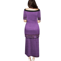 Purple African Dashiki With Fijian Tapa Pattern Family Matching Puletasi and Hawaiian Shirt