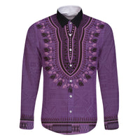 Purple African Dashiki With Fijian Tapa Pattern Family Matching Summer Maxi Dress and Hawaiian Shirt LT14 Dad's Shirt - Long Sleeve Purple - Polynesian Pride