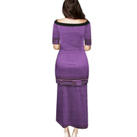 Purple African Dashiki With Fijian Tapa Pattern Puletasi