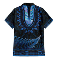Blue African Dashiki With Aotearoa Maori Family Matching Mermaid Dress and Hawaiian Shirt Paua Shell Mix Silver Fern LT14 - Polynesian Pride