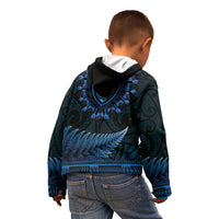 Blue African Dashiki With Aotearoa Maori Kid Hoodie Paua Shell Mix Silver Fern LT14 - Polynesian Pride