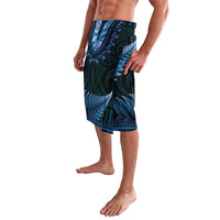 Blue African Dashiki With Aotearoa Maori Lavalava Paua Shell Mix Silver Fern