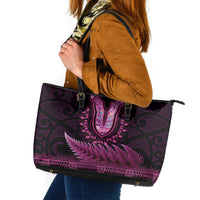 Pink African Dashiki With Aotearoa Maori Leather Tote Bag Paua Shell Mix Silver Fern LT14 Pink - Polynesian Pride