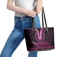 Pink African Dashiki With Aotearoa Maori Leather Tote Bag Paua Shell Mix Silver Fern LT14 - Polynesian Pride