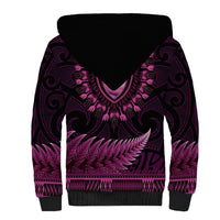 Pink African Dashiki With Aotearoa Maori Sherpa Hoodie Paua Shell Mix Silver Fern LT14 - Polynesian Pride