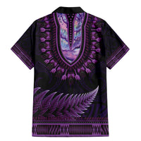 Purple African Dashiki With Aotearoa Maori Family Matching Mermaid Dress and Hawaiian Shirt Paua Shell Mix Silver Fern LT14 - Polynesian Pride