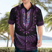 Purple African Dashiki With Aotearoa Maori Hawaiian Shirt Paua Shell Mix Silver Fern LT14 - Polynesian Pride