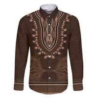 Brown African Dashiki With Tonga Ngatu Pattern Family Matching Off Shoulder Maxi Dress and Hawaiian Shirt