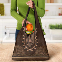 Brown African Dashiki With Tonga Ngatu Pattern Grocery Bag