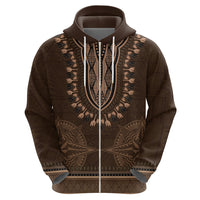 Brown African Dashiki With Tonga Ngatu Pattern Zip Hoodie