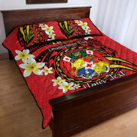 Personalised Tonga Emancipation Day Quilt Bed Set Tongan Ngatu Pattern - Red Version LT14 - Polynesian Pride