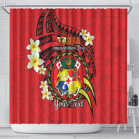 Personalised Tonga Emancipation Day Shower Curtain Tongan Ngatu Pattern - Red Version
