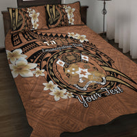 Personalised Tonga Emancipation Day Quilt Bed Set Tongan Ngatu Pattern - Brown Version LT14 Brown - Polynesian Pride