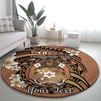 Personalised Tonga Emancipation Day Round Carpet Tongan Ngatu Pattern - Brown Version LT14 - Polynesian Pride