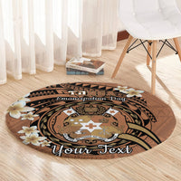 Personalised Tonga Emancipation Day Round Carpet Tongan Ngatu Pattern - Brown Version LT14 - Polynesian Pride