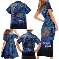New Zealand Stewart Island Family Matching Short Sleeve Bodycon Dress and Hawaiian Shirt Rakiura Kiwi Maori Glowing Sky LT14 - Polynesian Pride