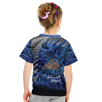 New Zealand Stewart Island Kid T Shirt Rakiura Kiwi Maori Glowing Sky LT14 - Polynesian Pride