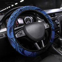 New Zealand Stewart Island Steering Wheel Cover Rakiura Kiwi Maori Glowing Sky LT14 Universal Fit Blue - Polynesian Pride