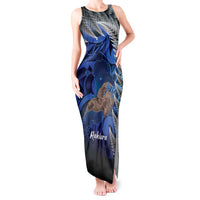 New Zealand Stewart Island Tank Maxi Dress Rakiura Kiwi Maori Glowing Sky LT14 Women Blue - Polynesian Pride