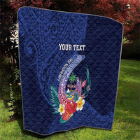 Personalised Guam Liberation Day Quilt Happy 80th Anniversary Fish Hook Mix Tropical Flowers