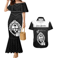 Guam Liberation Day Couples Matching Mermaid Dress and Hawaiian Shirt Biba Guahan Chamorro 80th Anniversary - Black LT14 Black - Polynesian Pride