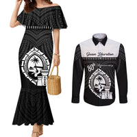 Guam Liberation Day Couples Matching Mermaid Dress and Long Sleeve Button Shirt Biba Guahan Chamorro 80th Anniversary - Black LT14 Black - Polynesian Pride