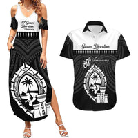 Guam Liberation Day Couples Matching Summer Maxi Dress and Hawaiian Shirt Biba Guahan Chamorro 80th Anniversary - Black