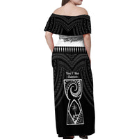 Guam Liberation Day Family Matching Off Shoulder Maxi Dress and Hawaiian Shirt Biba Guahan Chamorro 80th Anniversary - Black LT14 - Polynesian Pride