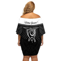 Guam Liberation Day Off Shoulder Short Dress Biba Guahan Chamorro 80th Anniversary - Black LT14 - Polynesian Pride