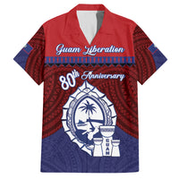 Guam Liberation Day Family Matching Off The Shoulder Long Sleeve Dress and Hawaiian Shirt Biba Guahan Chamorro 80th Anniversary - Blue LT14 Dad's Shirt - Short Sleeve Blue - Polynesian Pride