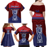 Guam Liberation Day Family Matching Off Shoulder Maxi Dress and Hawaiian Shirt Biba Guahan Chamorro 80th Anniversary - Blue LT14 - Polynesian Pride