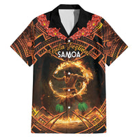 Samoa Teuila 2024 Festival Family Matching Mermaid Dress and Hawaiian Shirt Samoan Siva Afi With Red Gingers LT14 Dad's Shirt - Short Sleeve Black - Polynesian Pride
