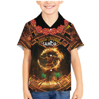 Samoa Teuila 2024 Festival Family Matching Mermaid Dress and Hawaiian Shirt Samoan Siva Afi With Red Gingers LT14 Son's Shirt Black - Polynesian Pride
