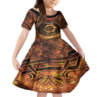 Samoa Teuila 2024 Festival Family Matching Summer Maxi Dress and Hawaiian Shirt Samoan Siva Afi With Red Gingers LT14 Daughter's Dress Black - Polynesian Pride